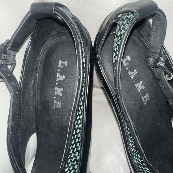 NEW L.A.M.B. Beverlee Stiletto Heel Peep Toe Strappy Turquoise Sz 10 NEW - Picture 3 of 8